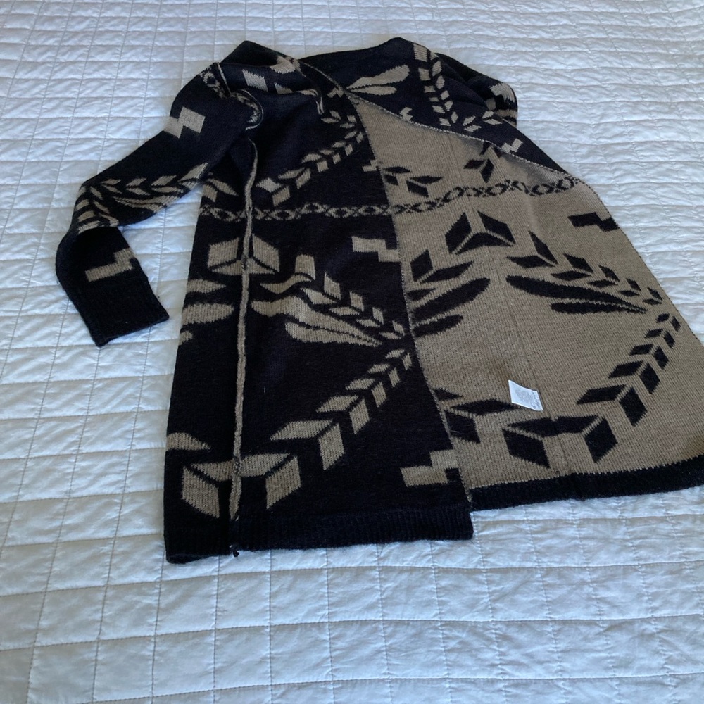 Derek Heart Chocolate Brown and Cream Patterned Cardigan - Picture 8 of 9